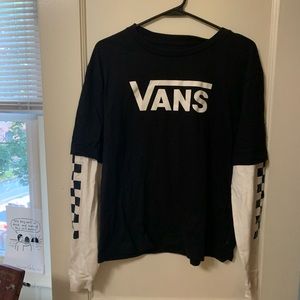 Vans sole world stacked black and white long sleeve t-shirt
